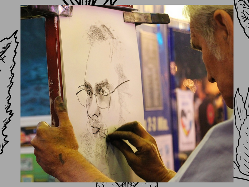 portret rysowany węglem